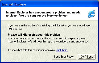 ie error messages